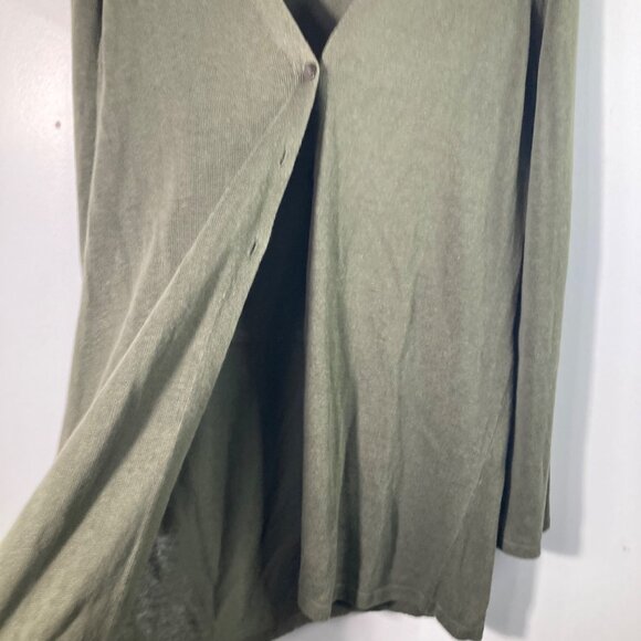 Womens J Jill Linen Blend Button Cardigan Green M Tall Linen Rayon - Picture 4 of 9